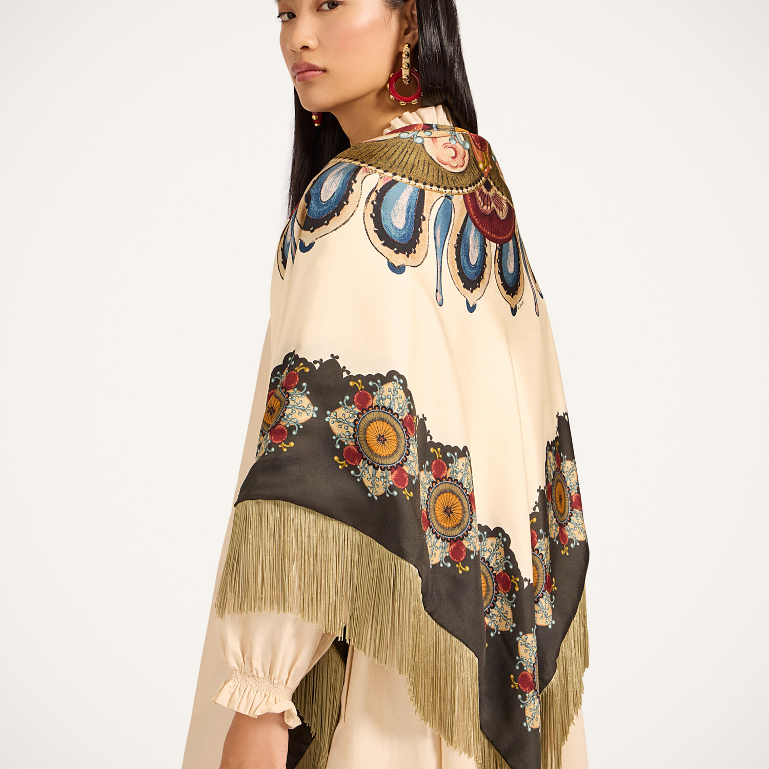  La Doublej Foulards & Scarves Women - Fringe Triangle Scarf Nucleus Placée Off White One Size 100% Silk 