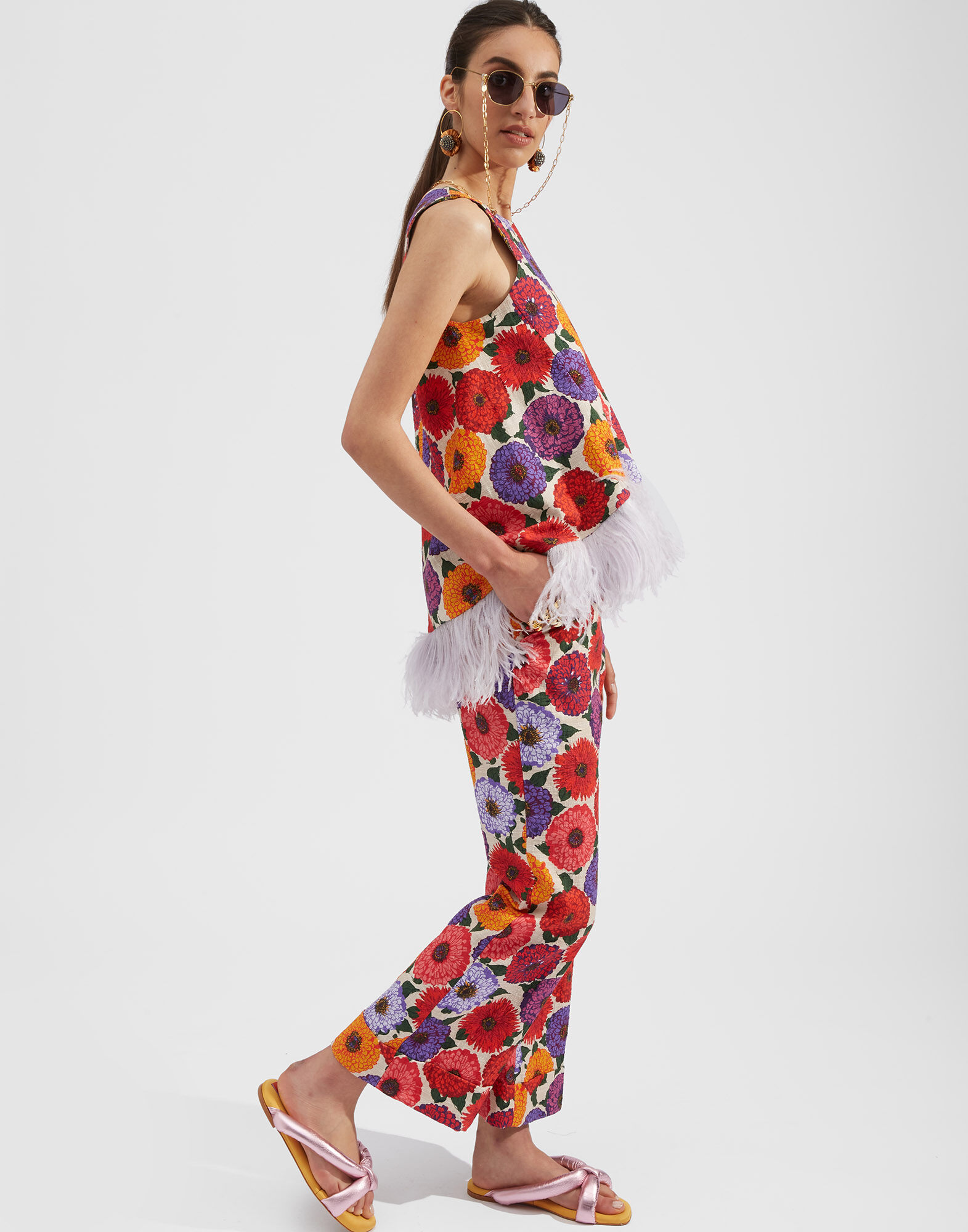 La DoubleJ La Scala Top (With Feathers) Zinnie TOP0013COT005ZIN0001