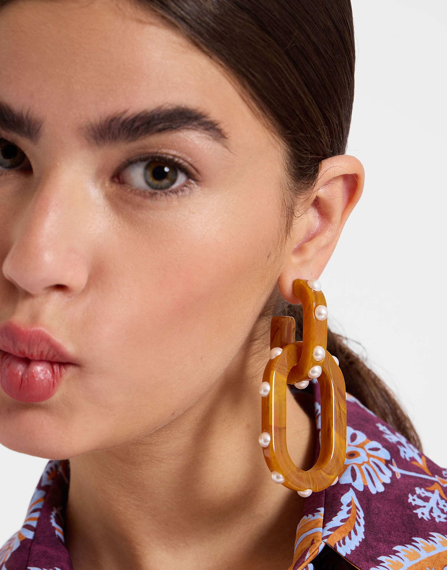Nefertiti Double Earrings en Solid Rust pour Femme La DoubleJ