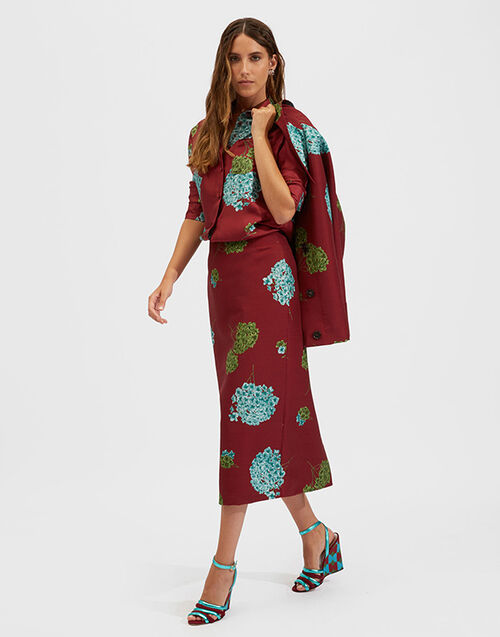 La DoubleJ Pencil Skirt Ortensia Bordeaux SKI0011CAD001ORT0004