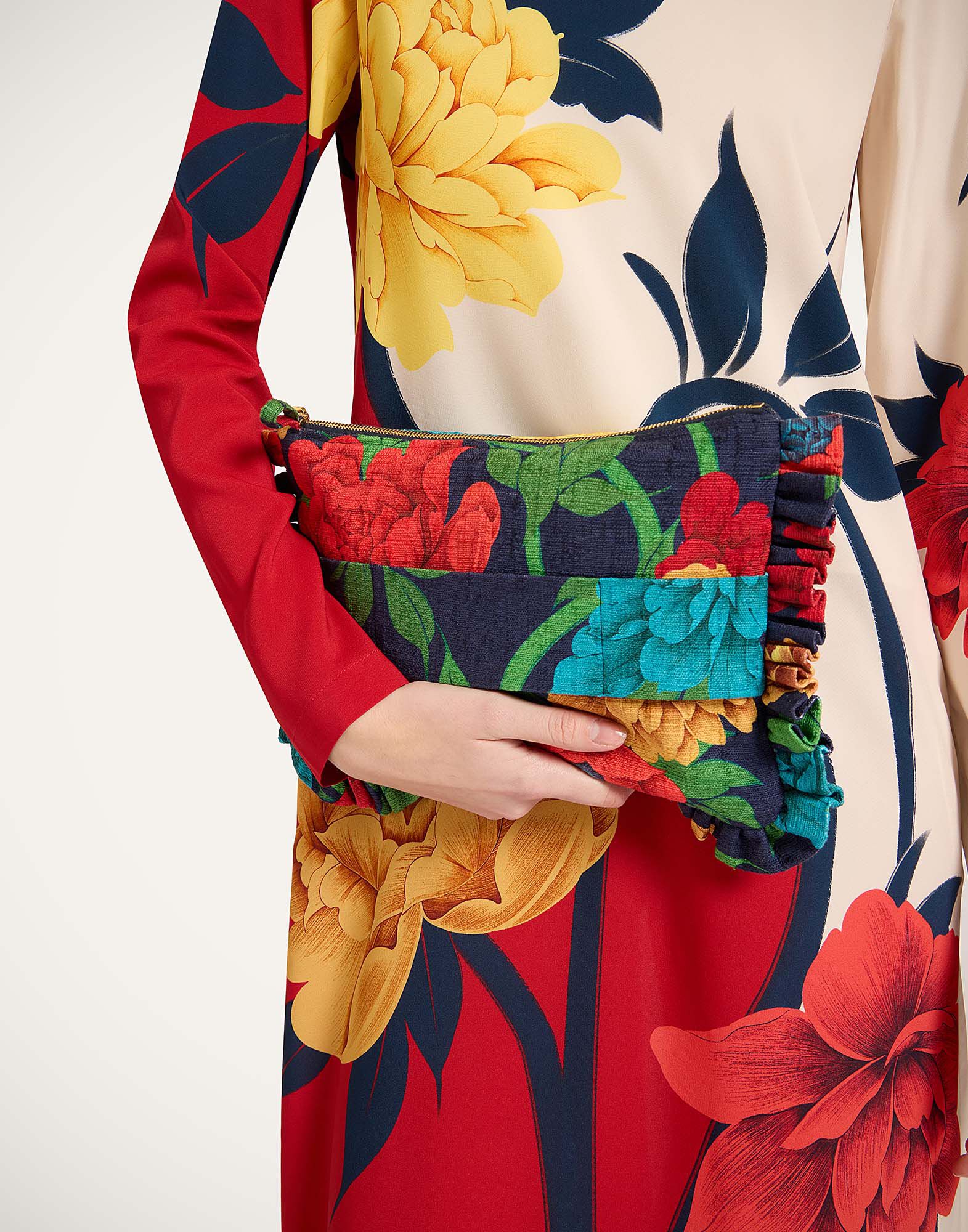 La DoubleJ Hand Pochette Queen Peony Blue BAG0059COT005QPE01BU03