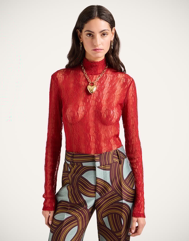 La DoubleJ Lacey Turtleneck La DoubleJ Lacey Turtleneck Solid Brick Red TOP0180LAC007SOLIDRE06