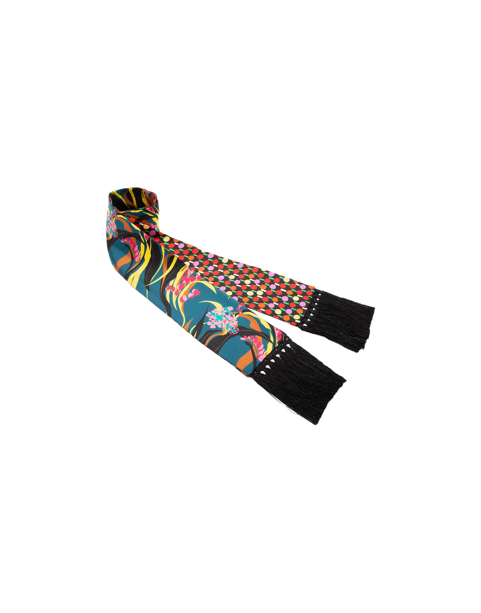 LaDoubleJ Flapper Tight Double Scarf Windy Flowers Blu/Ping Pong Multicolor SCA0012SIL001VAR0015