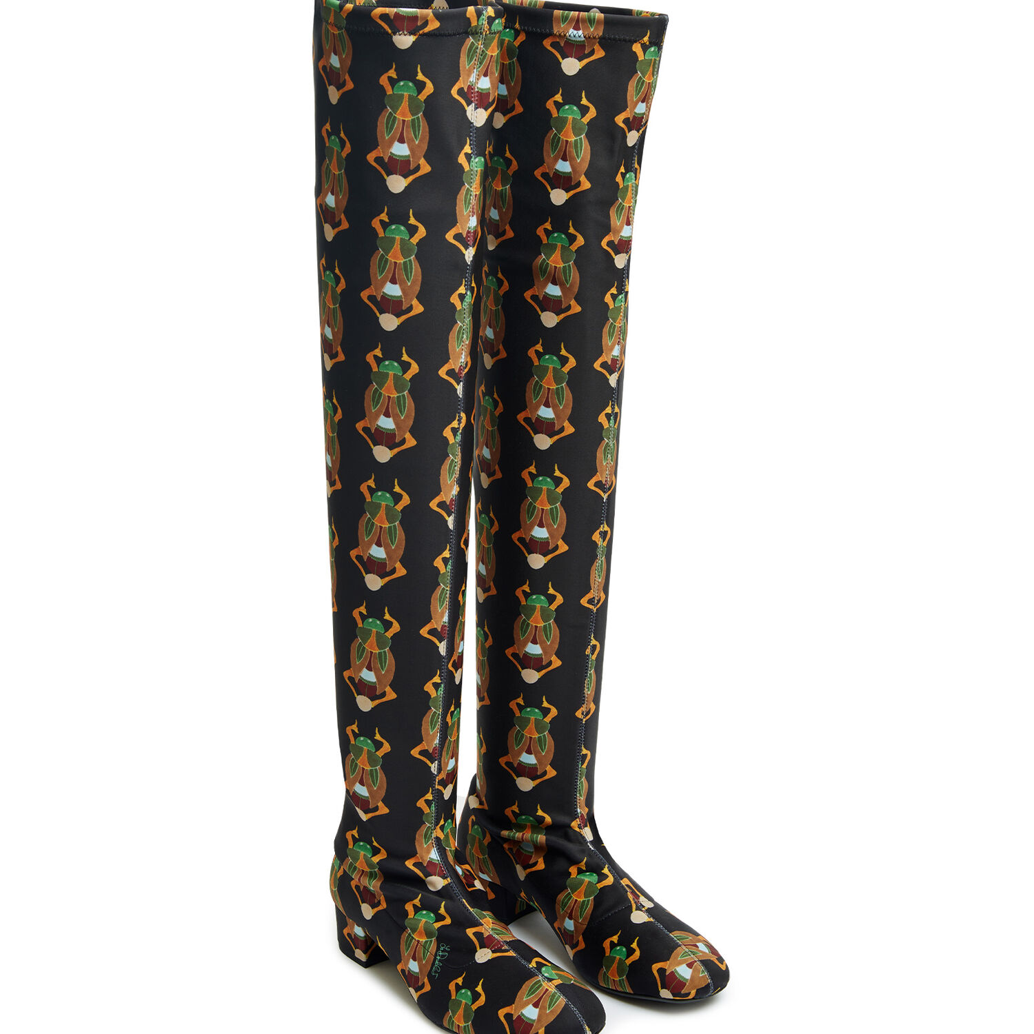 La Doublej Edie 40mm Scarab-jacquard Boots In Scarab Black