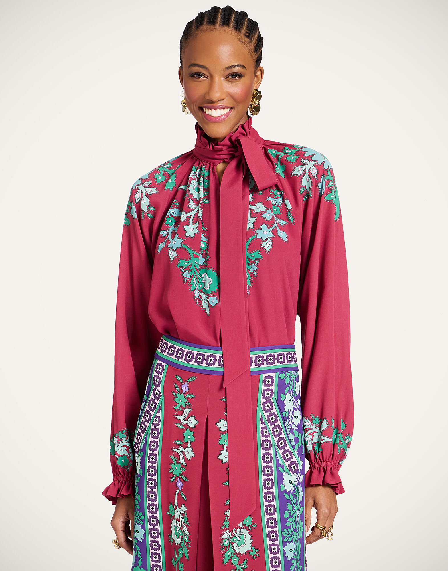 La DoubleJ Cerere Blouse Regalia Plac&eacute;e Red SHI0086VIS019REG02RE01