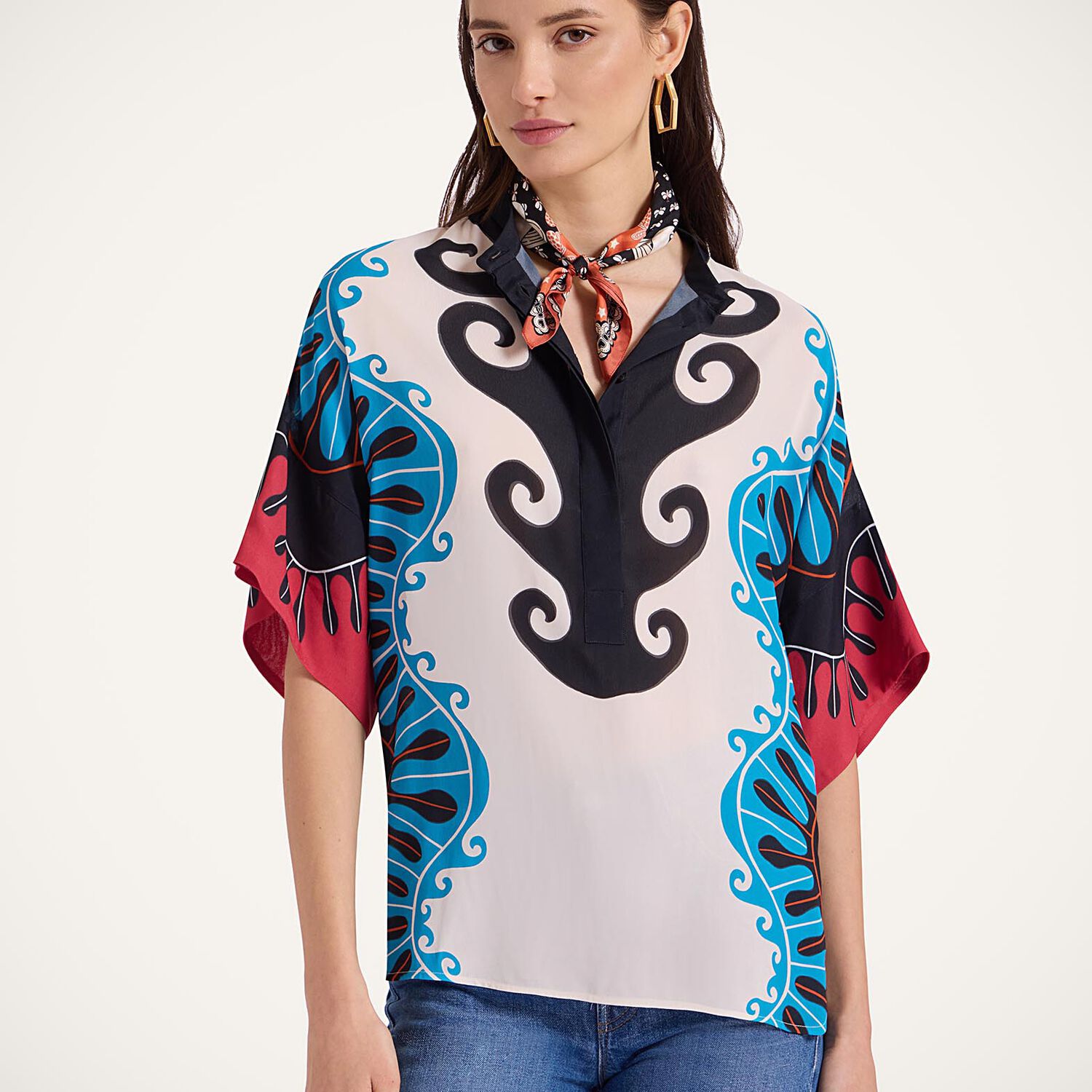La Doublej X Estelle Blouse Pacific Placee Shirt In Pacific Placée Blue Petrol
