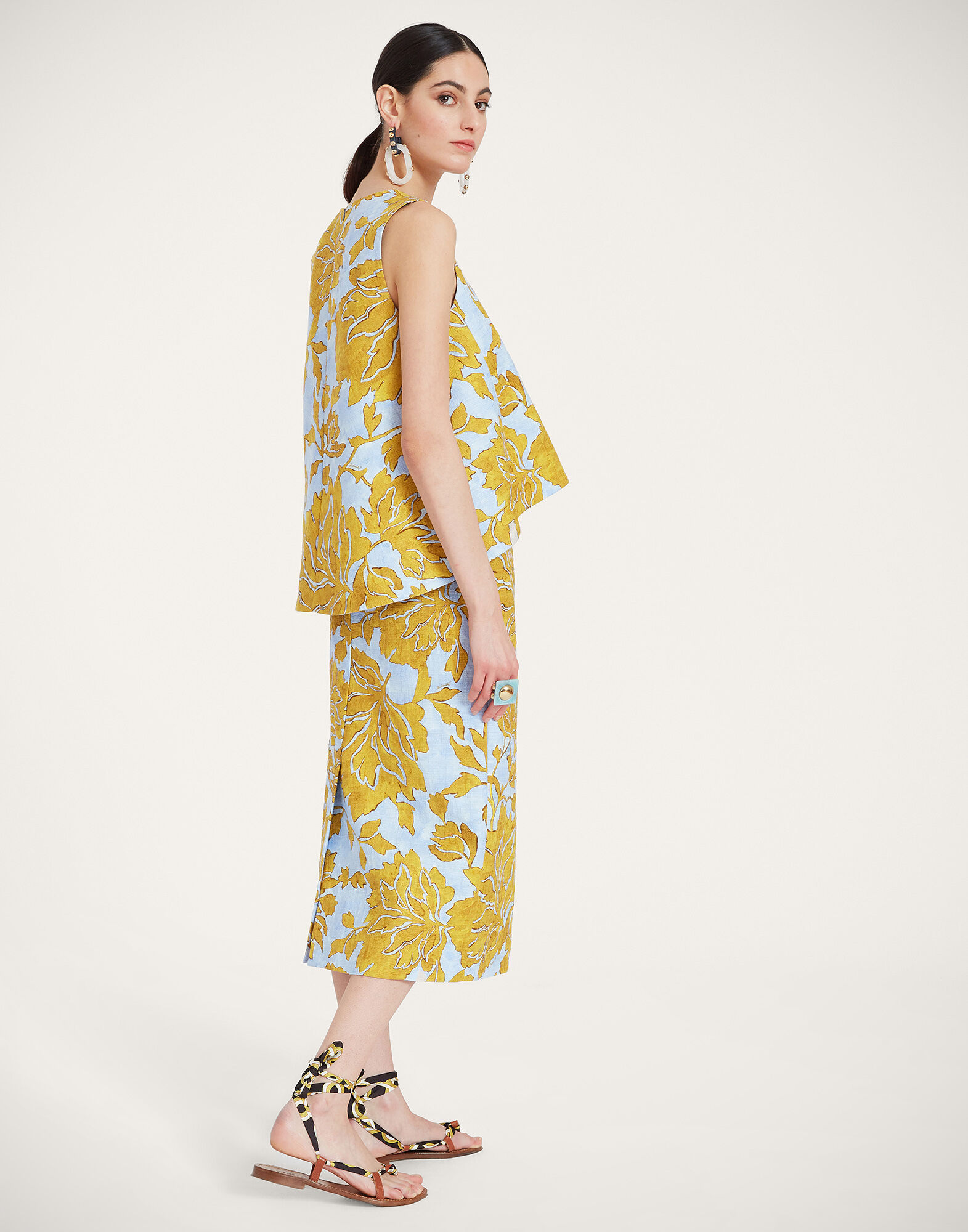 Pencil Skirt in Tangle Light Blue for Women | La DoubleJ