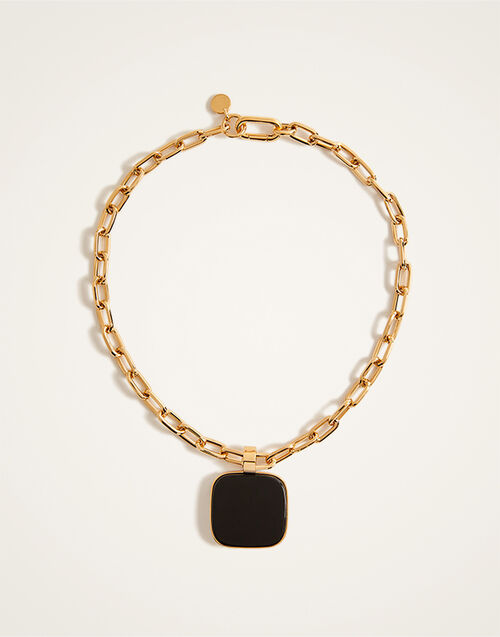 La DoubleJ Soul Pendant Necklace 24k Gold Plate & Onyx NEC0017BRA003ONY01YE05