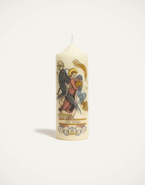 La DoubleJ Printed Pillar Candle The Angel Multicolor CAN0011WAX001ANG01MU01
