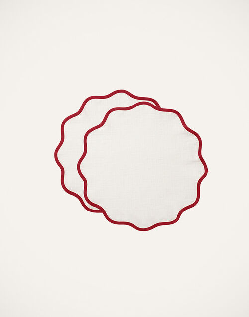 LaDoubleJ Cloud Placemat Set of 2 LaDoubleJ Cloud Placemat Set of 2 Red TBM0003COT005RAI0016