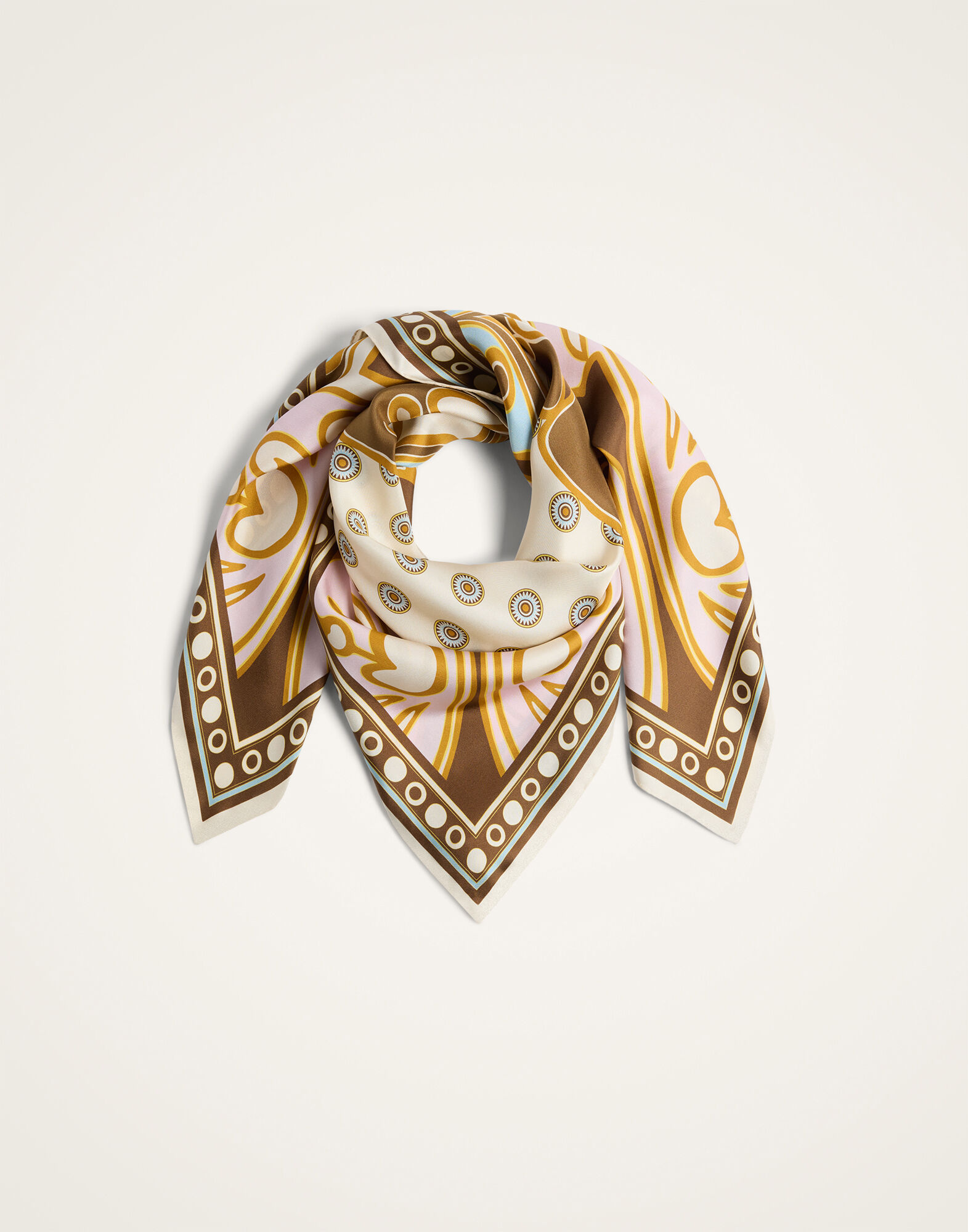 La DoubleJ Foulard 90 Cocoon Plac&eacute;e Brown SCA0067SIL006COC02BR02