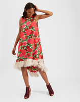 La DoubleJ La Scala High Dress &#40;With Feathers&#41; Pink Dahlias DRE0211COT005DAH0001