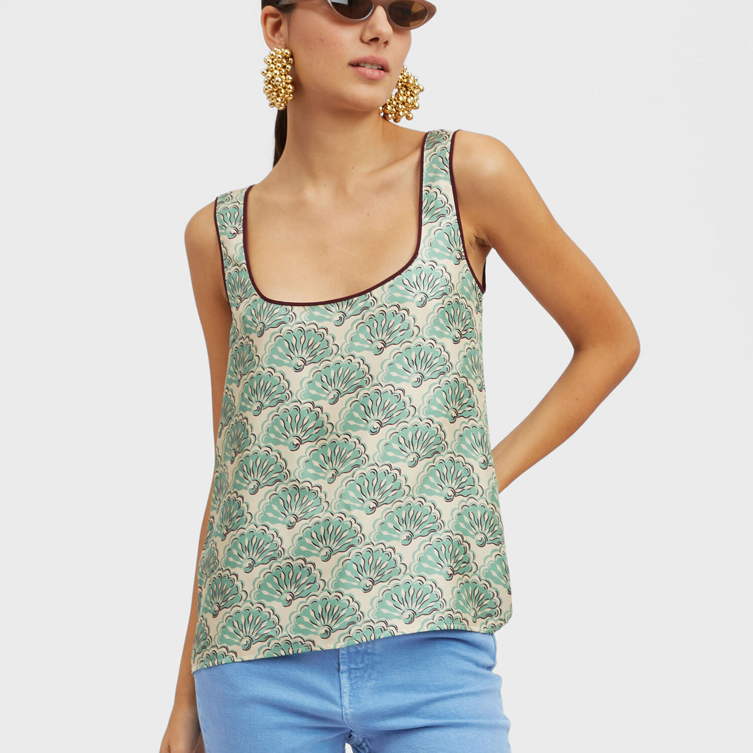 Shop La Doublej Twirl Top In Fans Mint