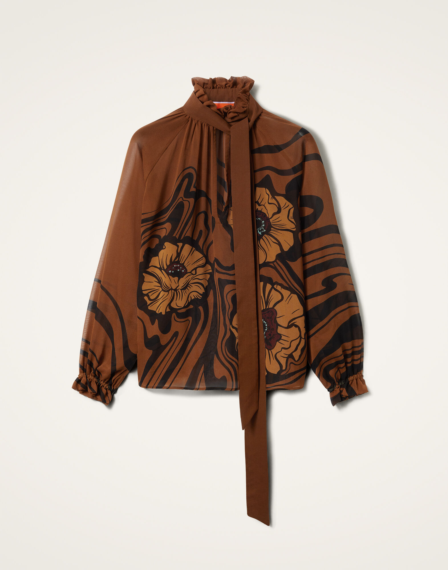 La DoubleJ Cerere Blouse Big Blooms Plac&eacute;e Brown SHI0086SIL014PFI06BR02