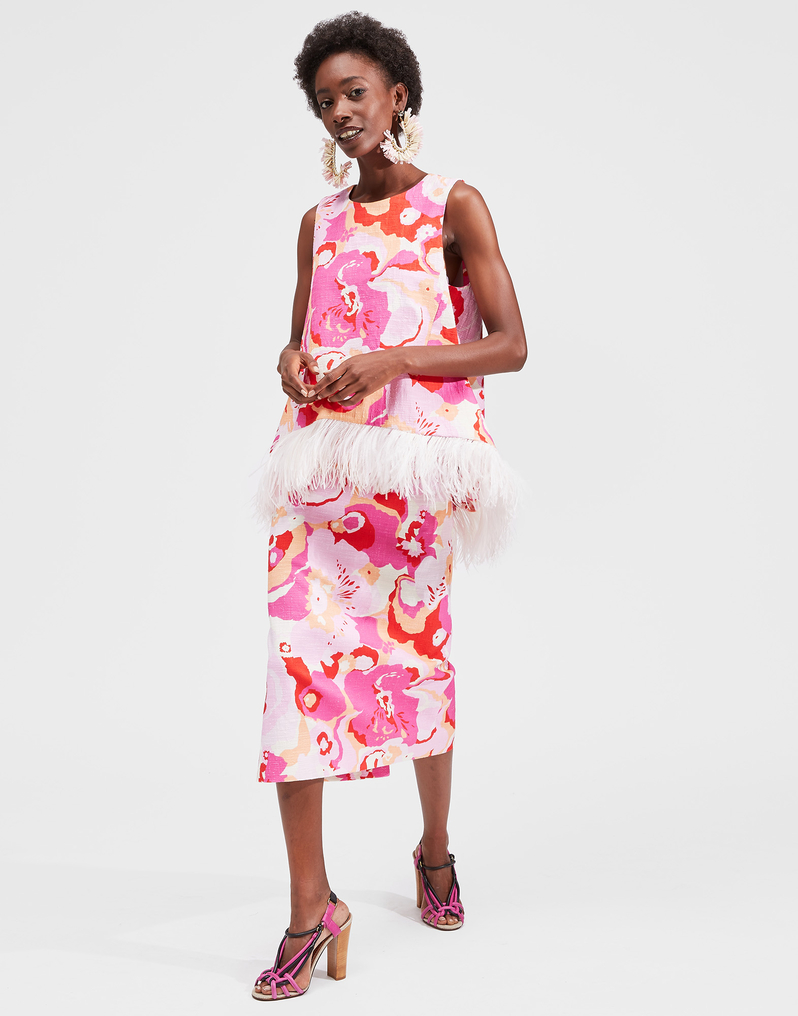 LaDoubleJ Pencil Skirt LaDoubleJ Pencil Skirt Peonia Rosa SKI0011COT005PEO0002