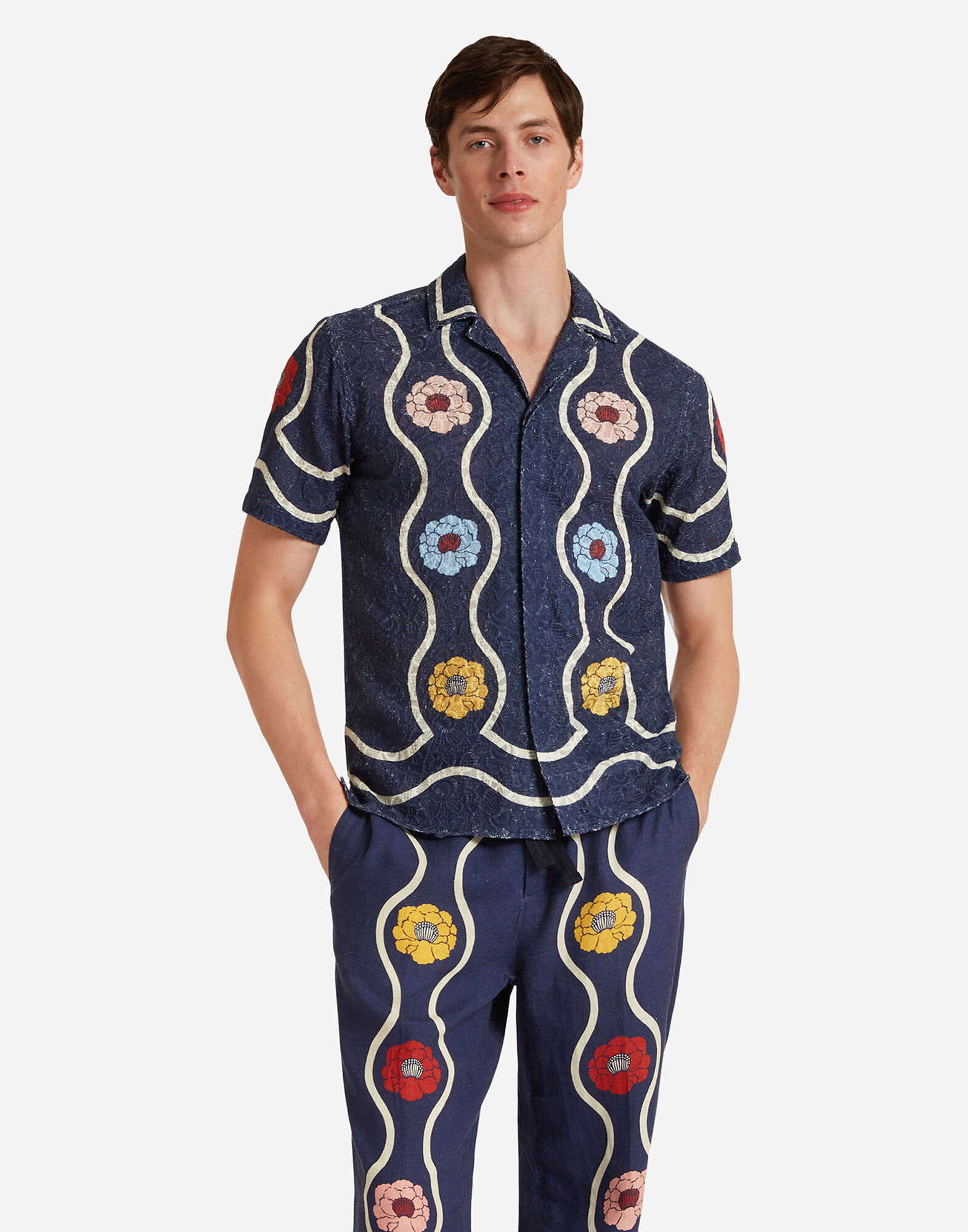 La DoubleJ Maitan Shirt Whitsun Plac&egrave;e Blue SHI0118COT066FSK01BU03