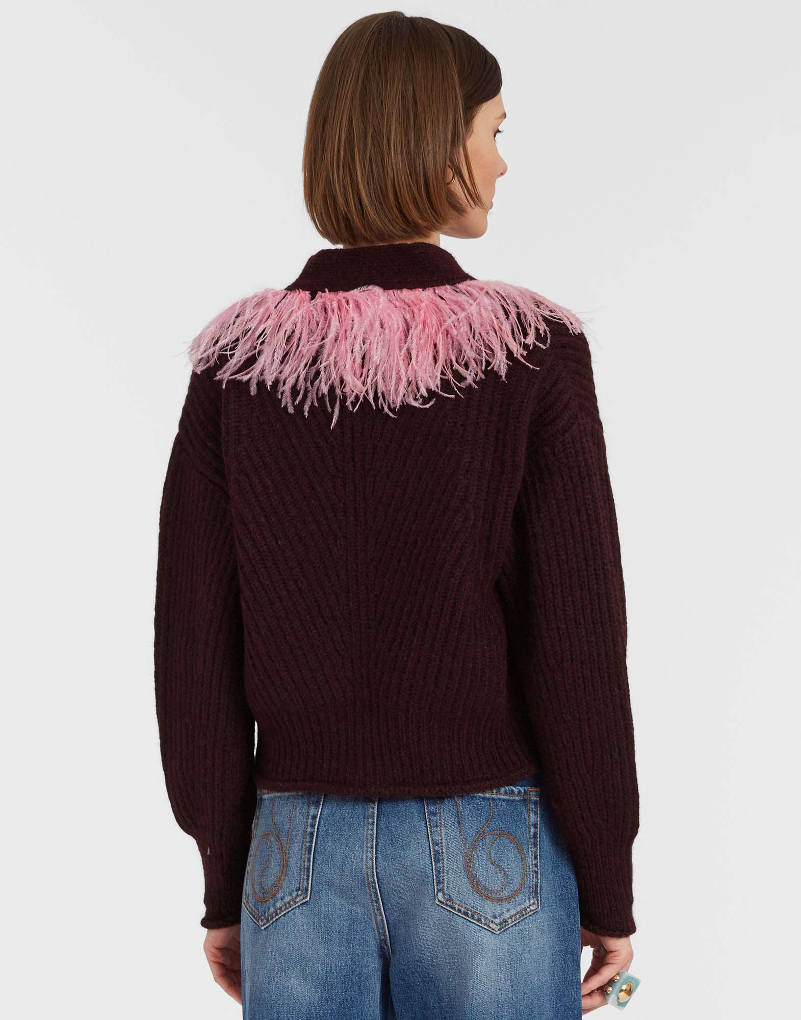 double-knit zip cardigan (bordeaux)        