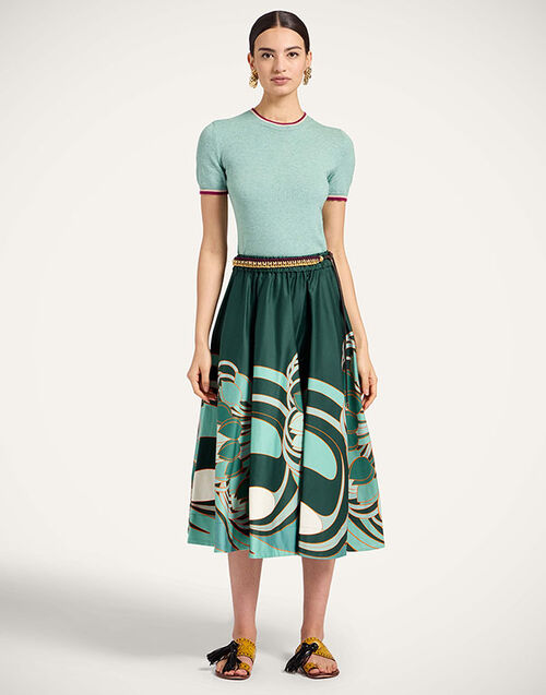 La DoubleJ Ballerina Skirt Blooming Tulip Plac&eacute;e Dark Green SKI0199COT094BTU01GR03