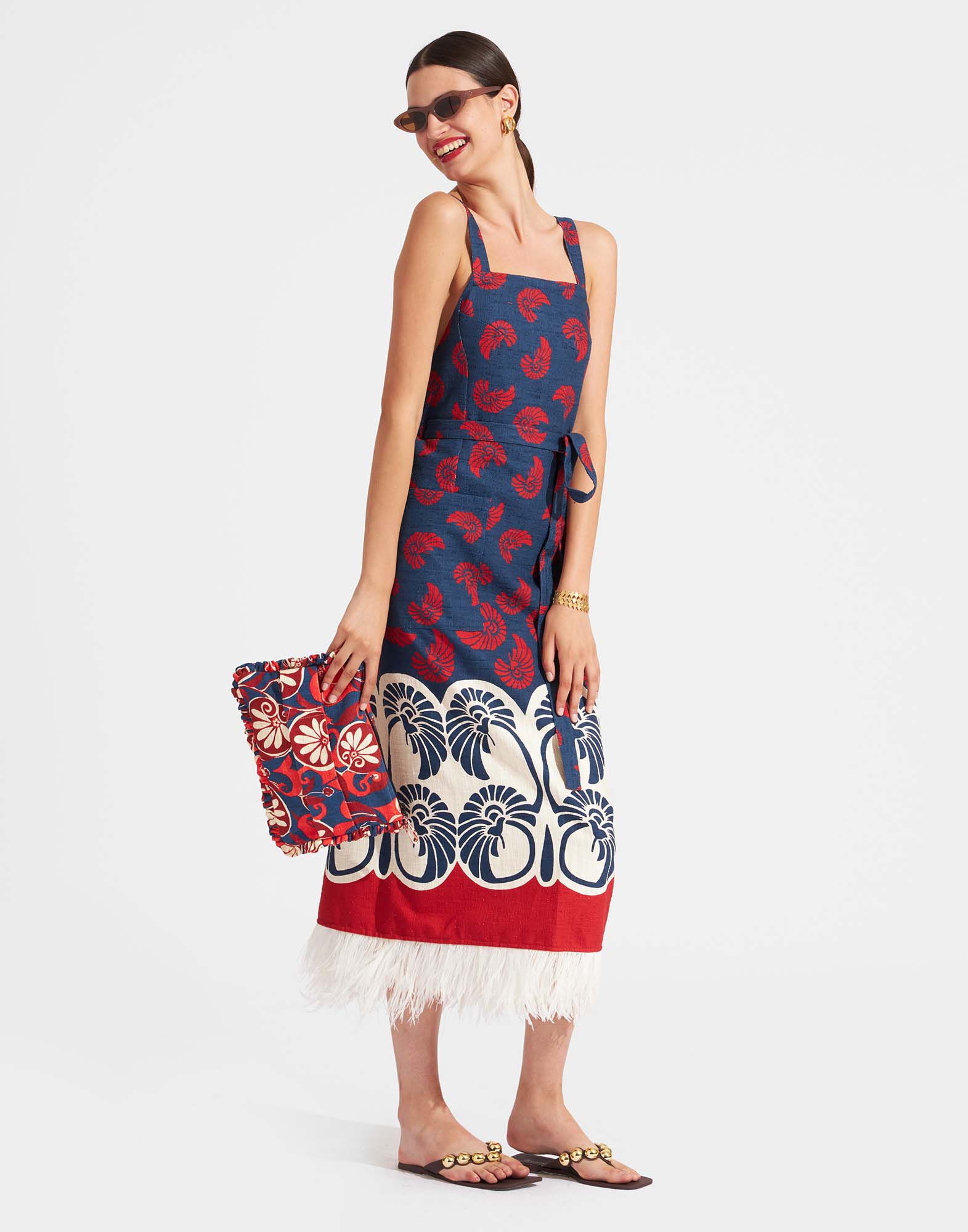 La DoubleJ Apron Dress Palmetto Plac&eacute;e DRE0572COT005PIG01BU06