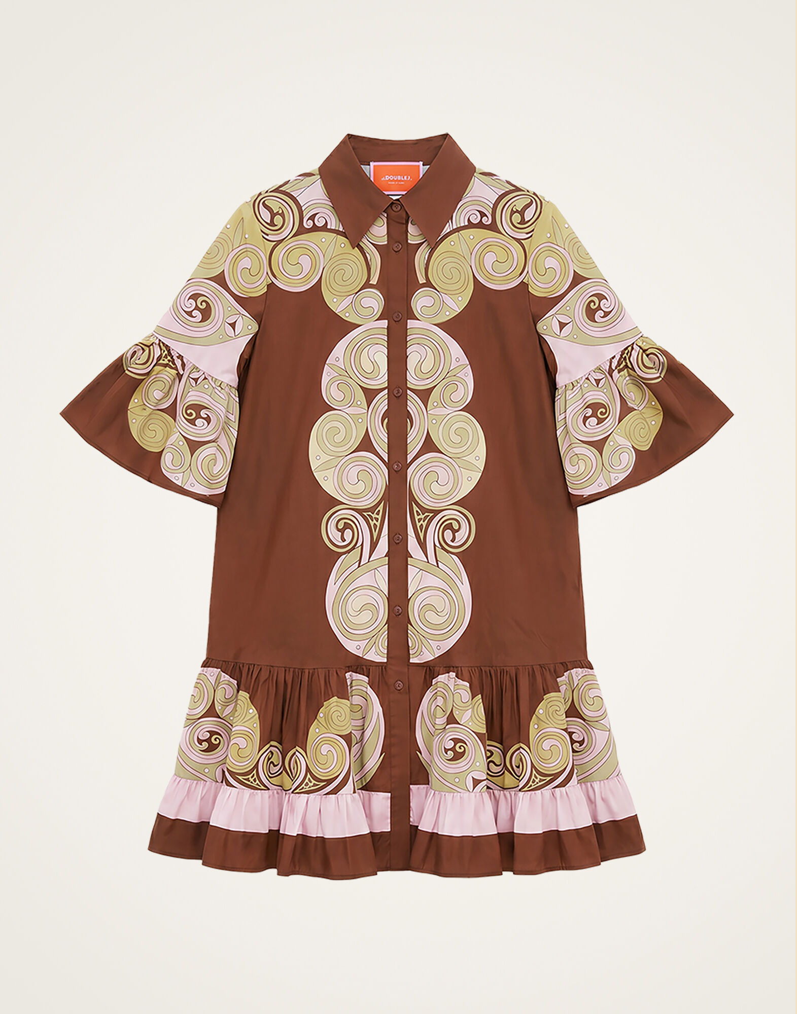 La DoubleJ Choux Dress Kells Swirl Plac&eacute;e Burgundy DRE0205COT097KLS01RE07