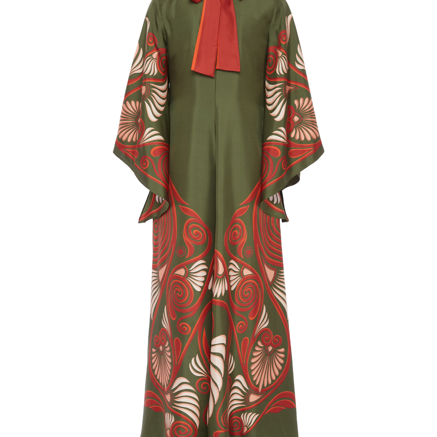 La Doublej Magnifico Printed Silk Twill Maxi Dress In Kerylos Placée Dark Green