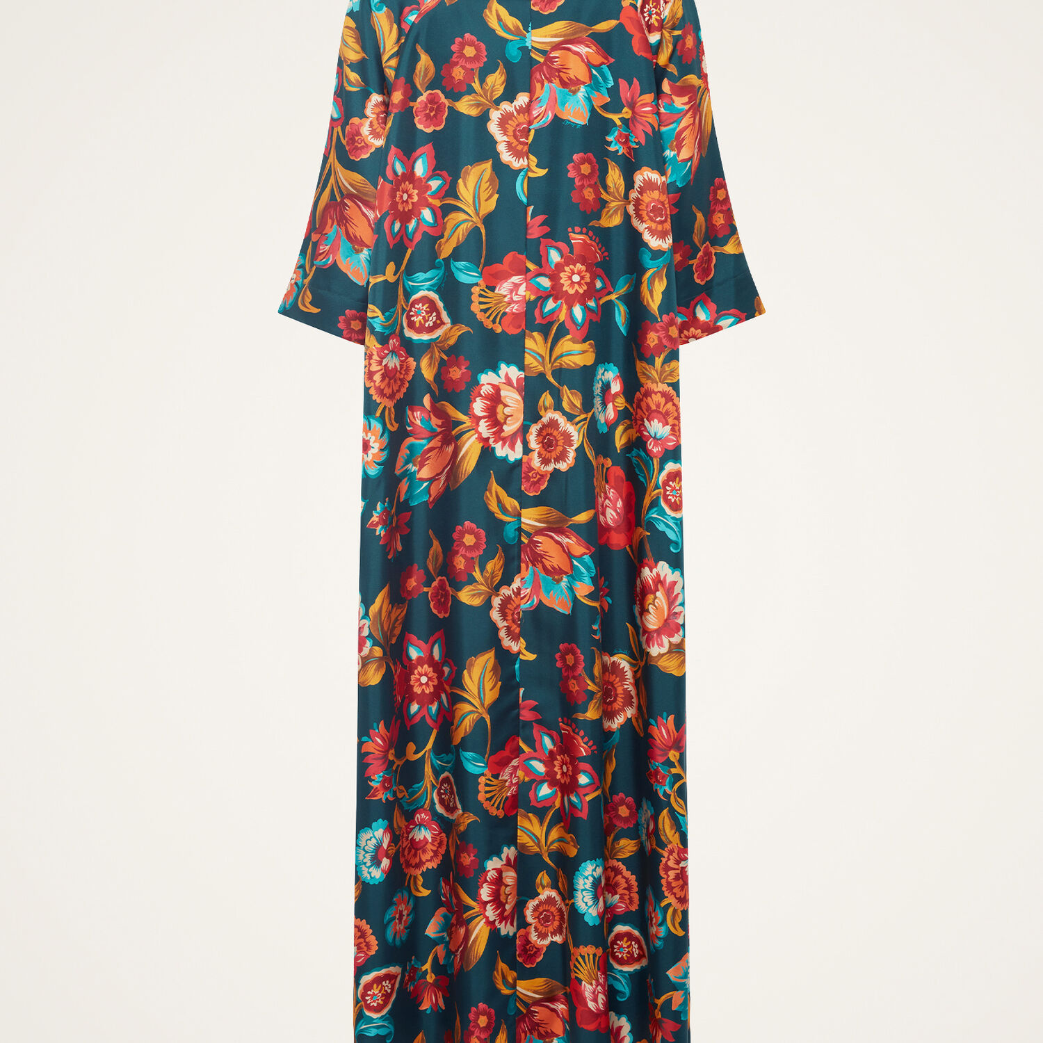 La Doublej Muumuu Floral-print Silk-twill Maxi Dress In Hottie Emerald