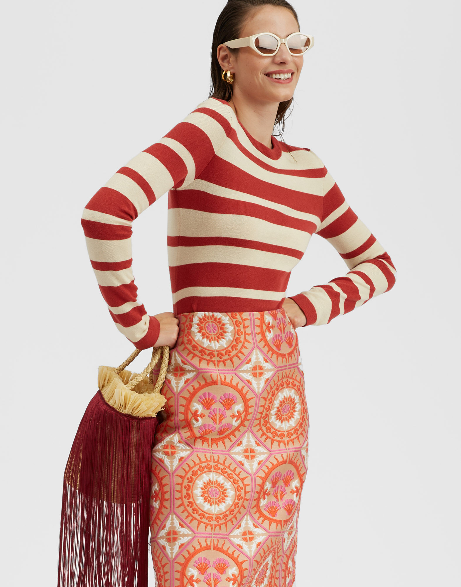 La DoubleJ Crew Top Solid Ivory PUL0118KNI106VA237WH04