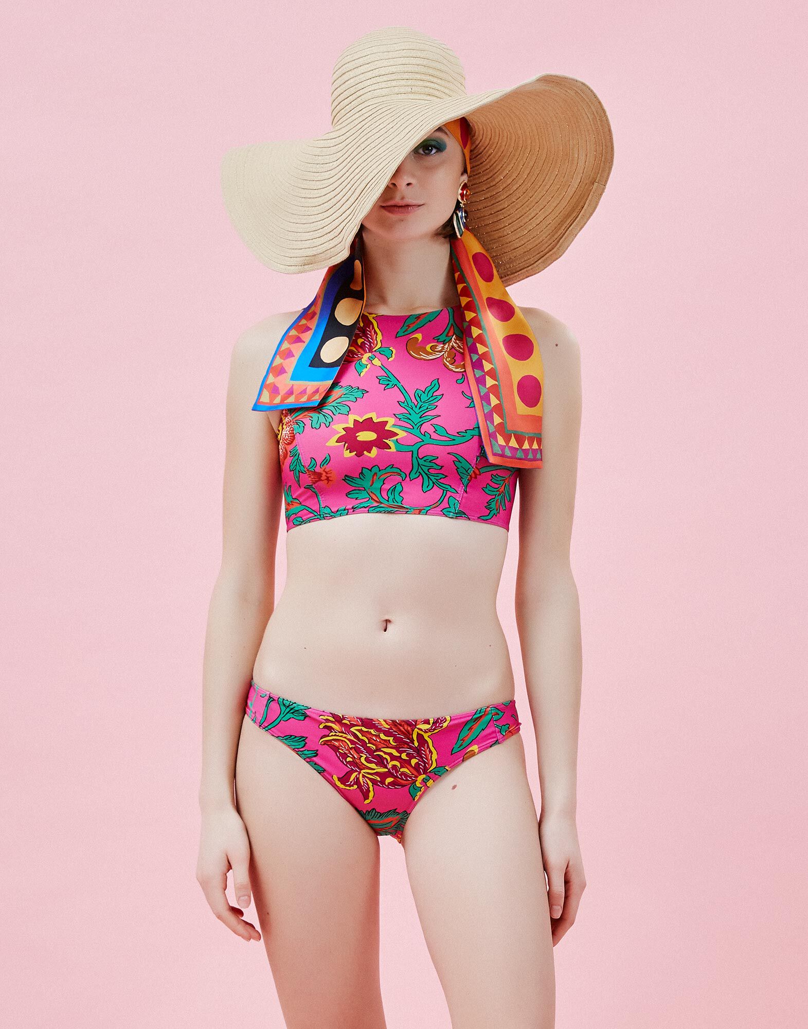 LaDoubleJ Swim Halter Dragon Flower Fucsia SWI0007LYC001DRA0004