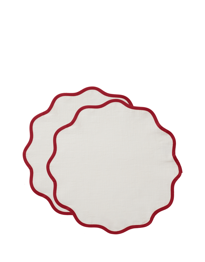 LaDoubleJ Cloud Placemat Set of 2 LaDoubleJ Cloud Placemat Set of 2 Red TBM0003COT005RAI0016