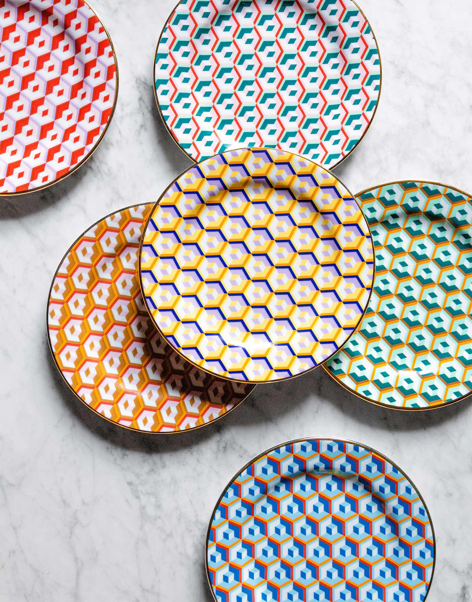 La DoubleJ Dessert Plate Set of 2 Cubi Rosso DIS0048CER001CUB0005