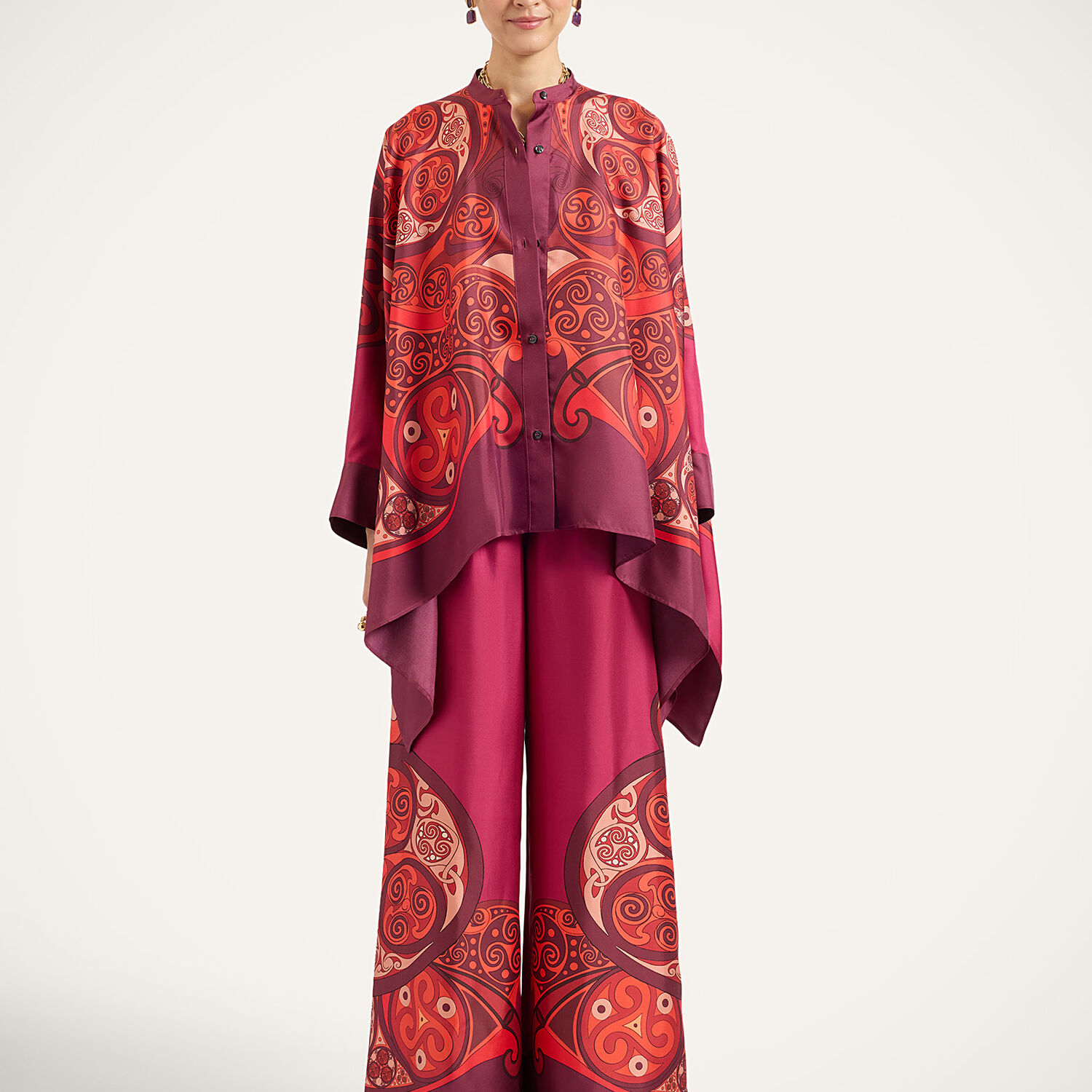 La Doublej Palazzo Pants In Alchemy Placée Dark Red