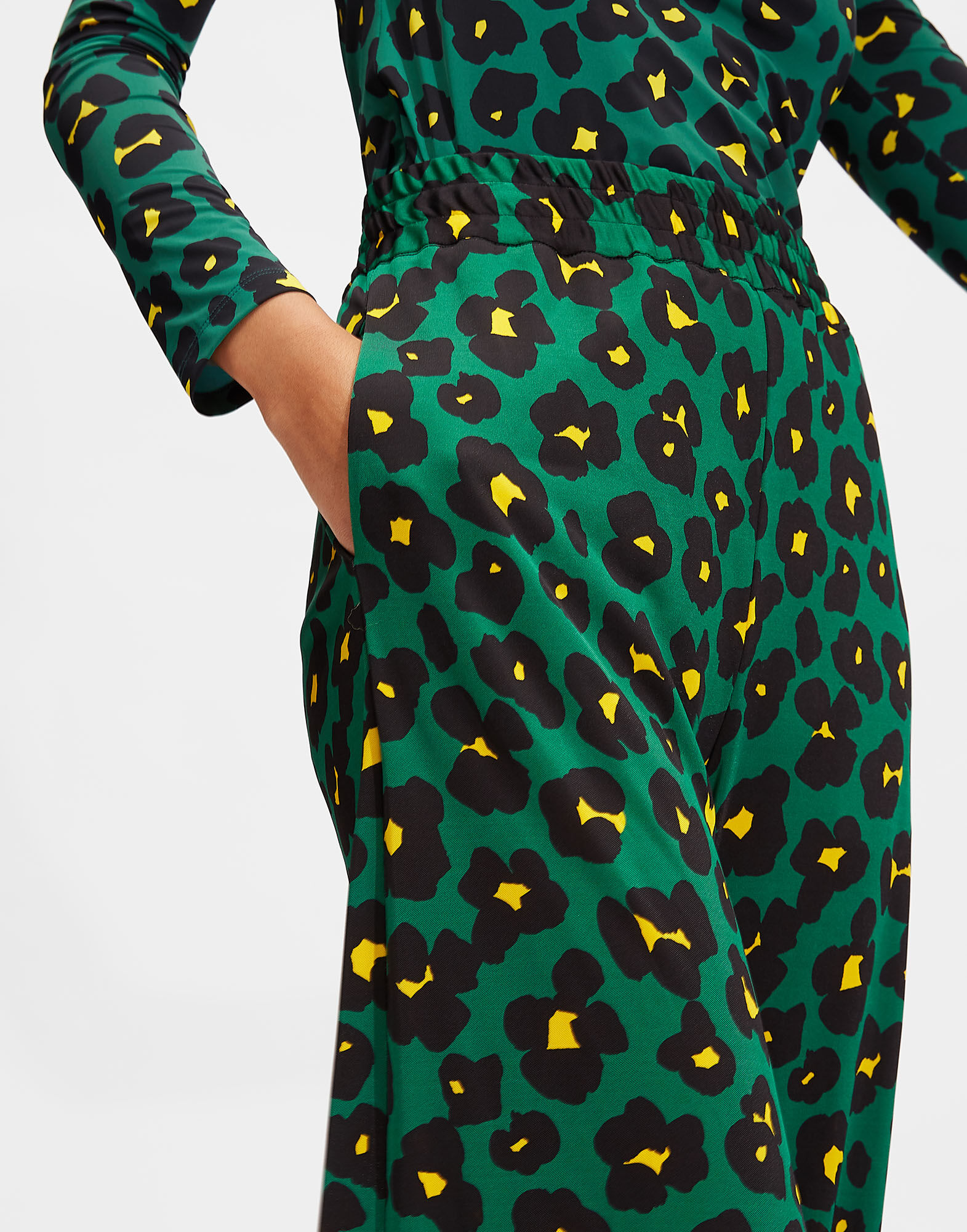 LaDoubleJ Palazzo Pants Flower Leopard Verde TRO0003JER003FLL0002