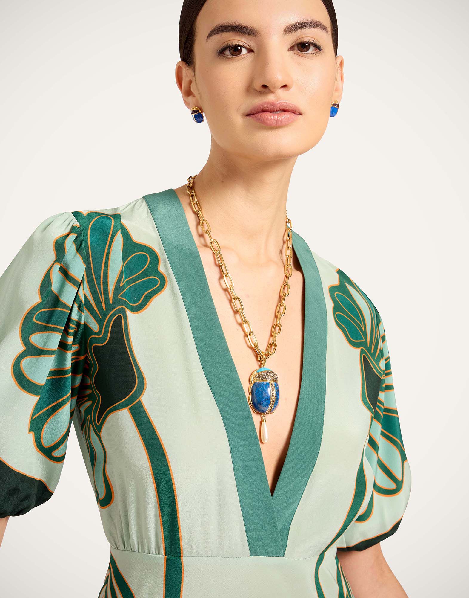 La DoubleJ Marlene Dress Blooming Tulip Plac&eacute;e Mint DRE0869CRE001BTU01GR11