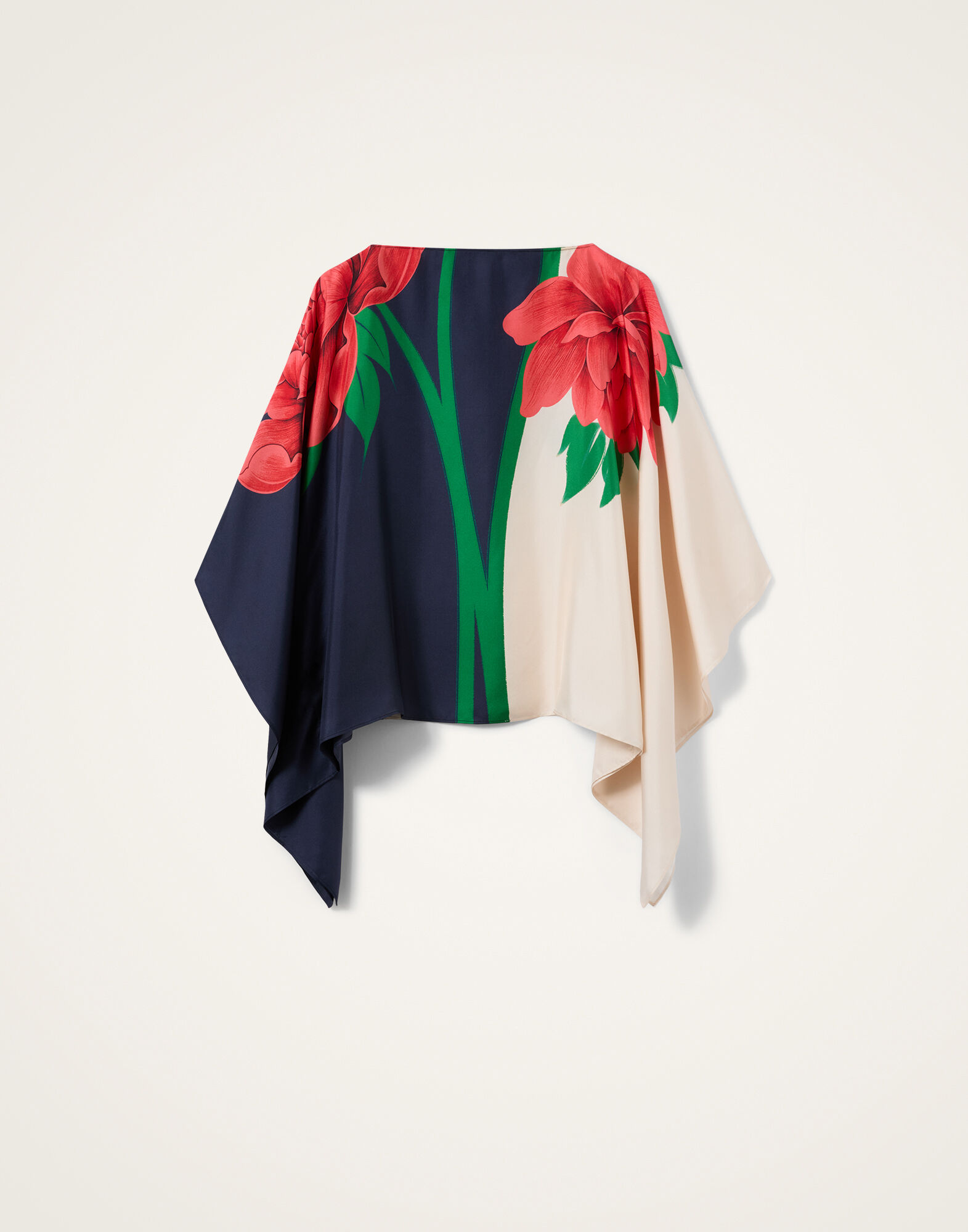 La DoubleJ Foulard Top Queen Peony Plac&eacute;e Blue TOP0195SIL029QPE02BU03