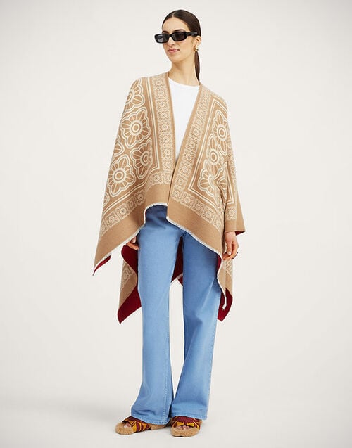 La DoubleJ Poncho La DoubleJ Poncho Mix Tiles Camel SCA0048WOL015MIX03BR04