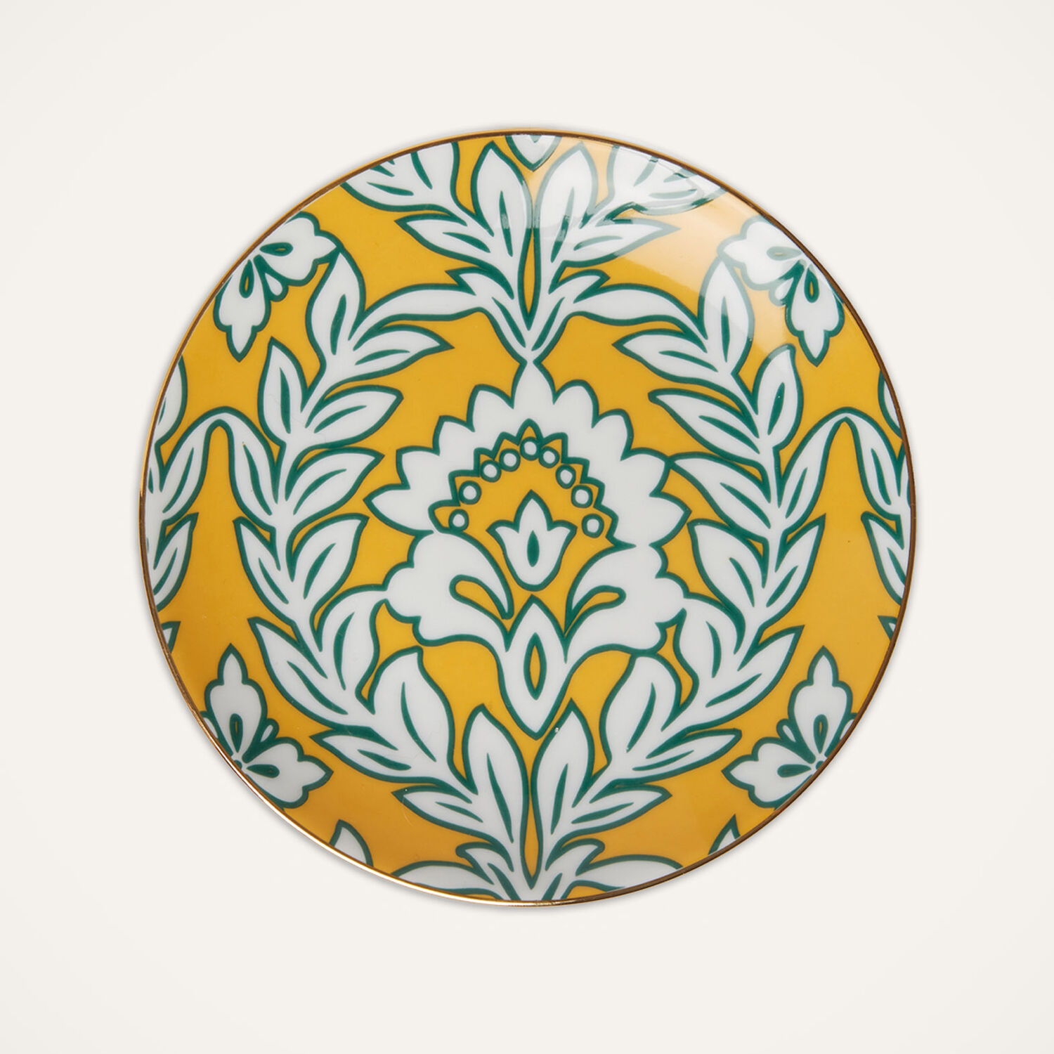  La Doublej Dessert & Side Plates Gend - Side Plates Set Of 2 Yellow - Violet Garland One Size 100% Porcelain 