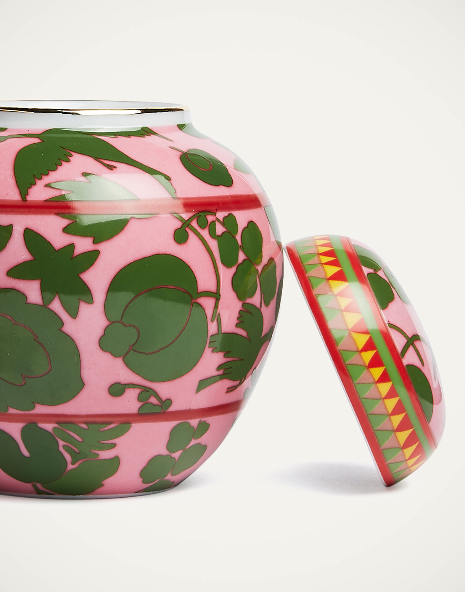 La DoubleJ Tea Jar Wildbird Rosa/Verde VAS0005CER001CER0016