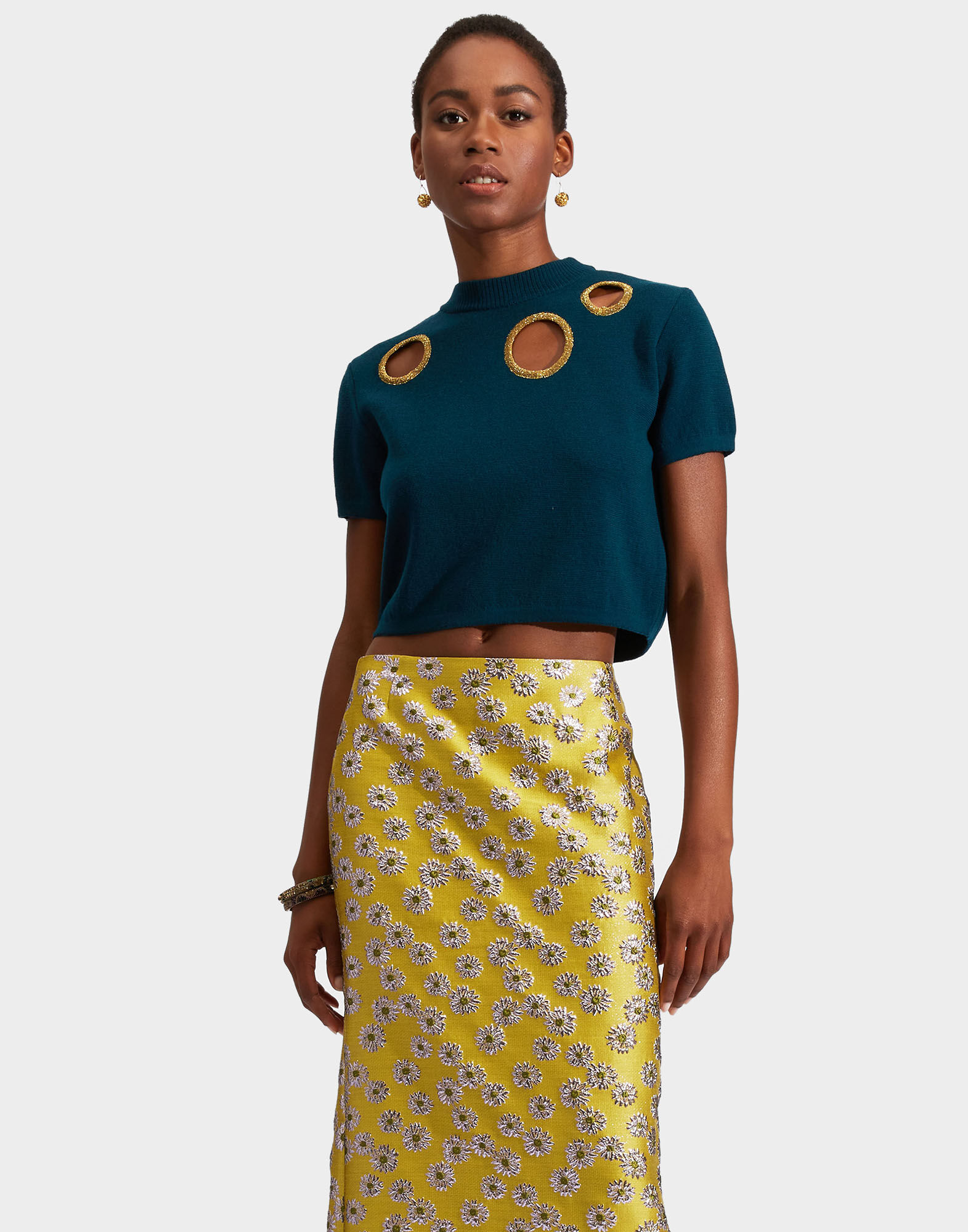 La DoubleJ Sparkling Crop Top Petrolio TOP0087KNI067VAR0138