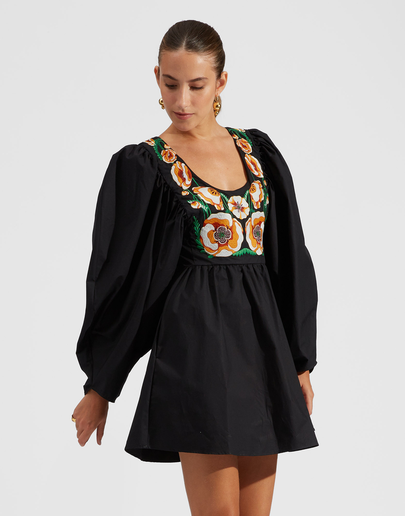 La DoubleJ Dolly Embroidered Dress La DoubleJ Dolly Embroidered Dress Solid Black DRE0422COT001BLA0001