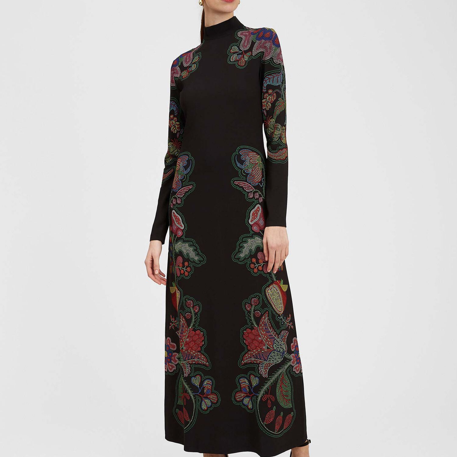 La Doublej Halle Placement Print Maxi Dress In Grenadilla Placée Black