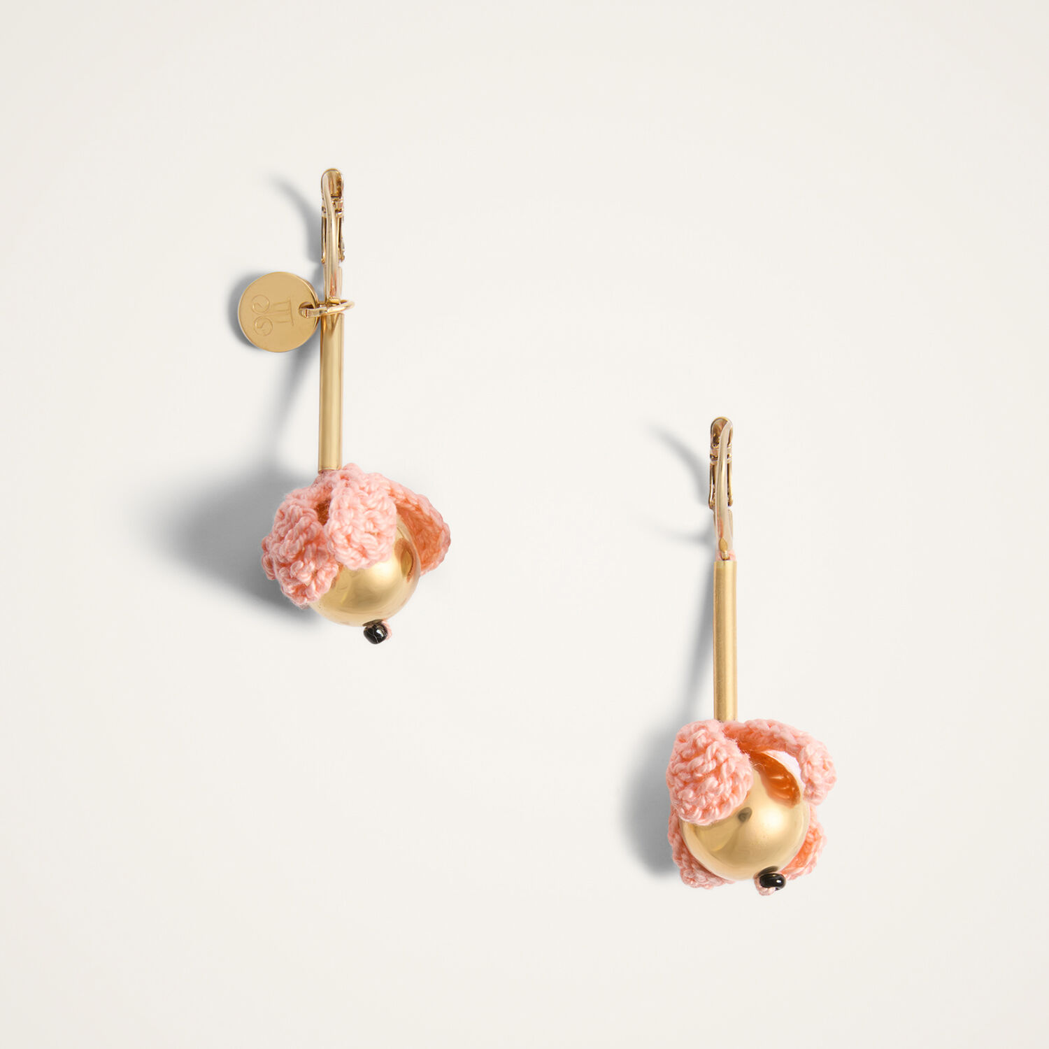  La Doublej Earrings Women - Bouquet Drop Earrings 24k Gold Plate & Pink Cotton Crochet One Size 33% Cotton 33% Brass 33% Pmma 1% Glass 