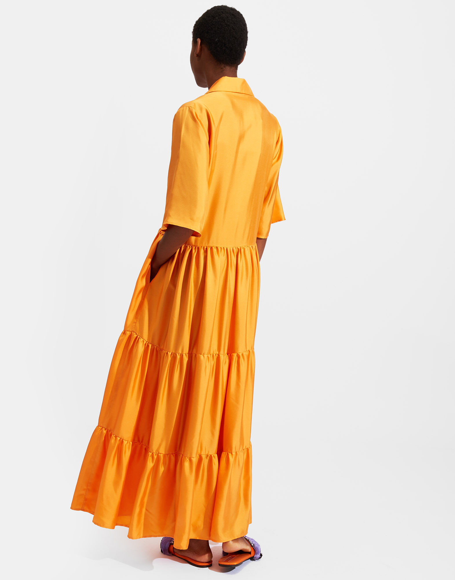 La DoubleJ The J Dress Solid Orange DRE0435SIL001ORA0004