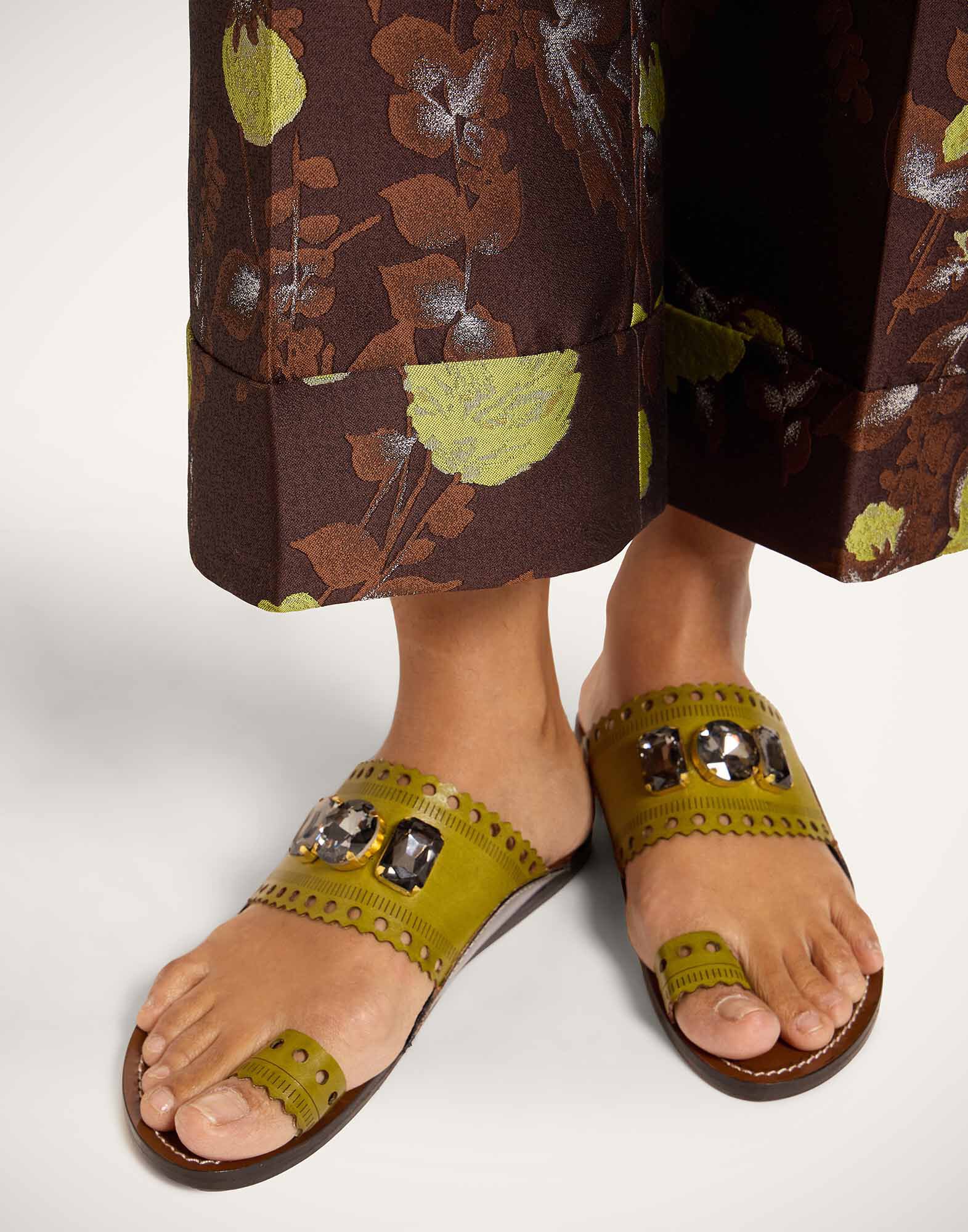 La DoubleJ Sandy Slides Solid Lime SHO0116LEA014SOLIDGR09