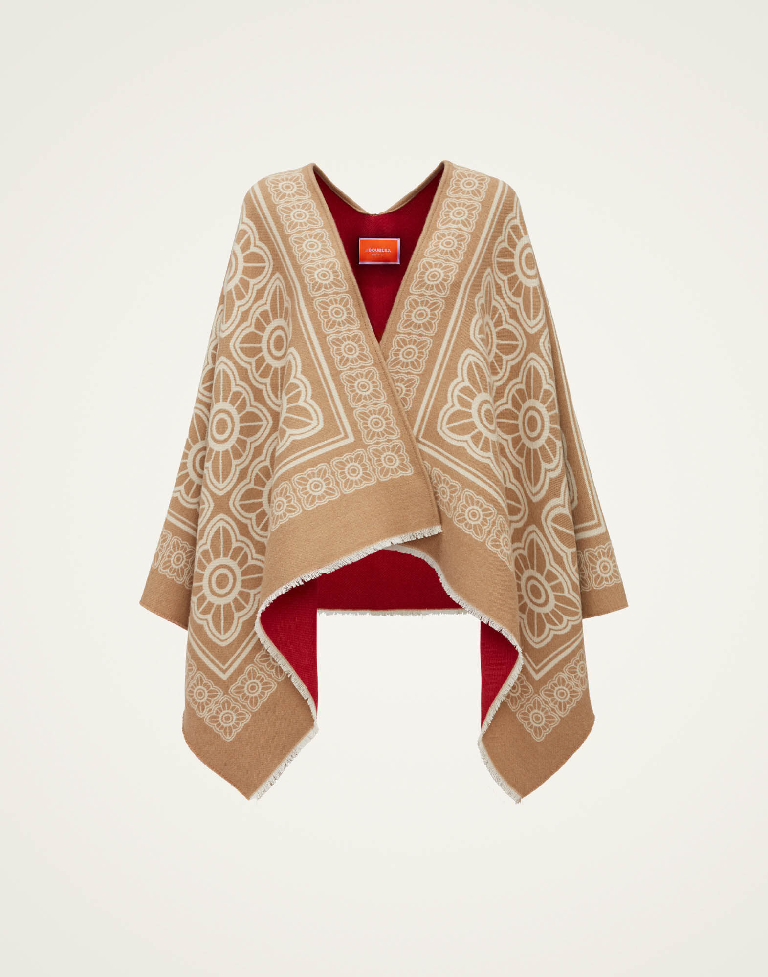 La DoubleJ Poncho Mix Tiles Camel SCA0048WOL015MIX03BR04