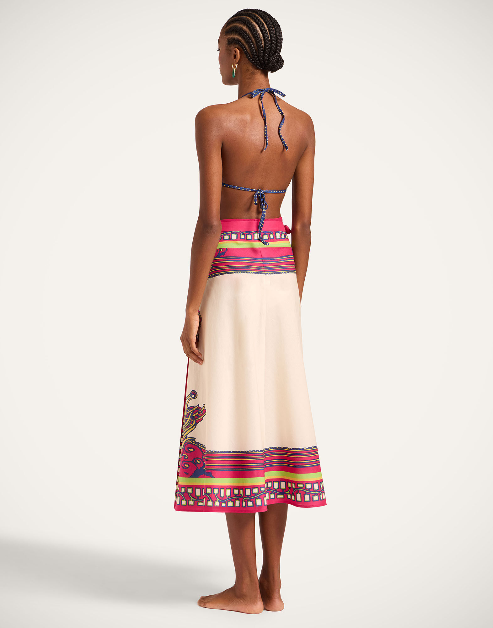 La DoubleJ Sarong Skirt Lemuria Plac&eacute;e Pink SKI0122COT056LEM02PI01