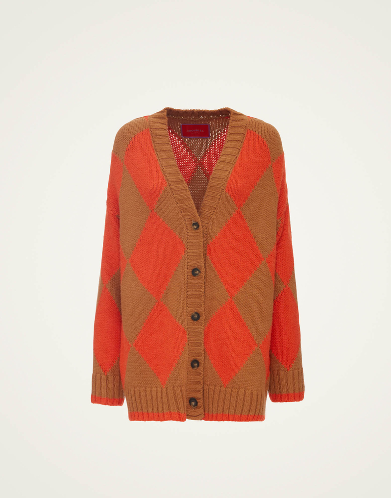 La DoubleJ Argyle Cardigan La DoubleJ Argyle Cardigan Camel & Orange PUL0158KNI064VA123OR02