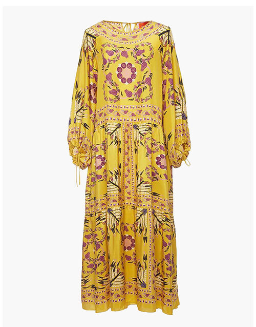 La DoubleJ Vesta Dress Melograno Giallo Plac&eacute;e DRE0302SIL009MEL0007