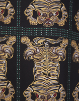 La DoubleJ Silk Robe Tiger Tiles Black JAC0057SIL001TIG0007
