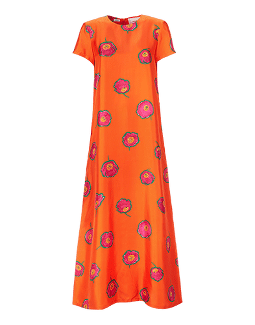 La DoubleJ Swing Dress Papaveri Arancio DRE0001SIL001PAP0002