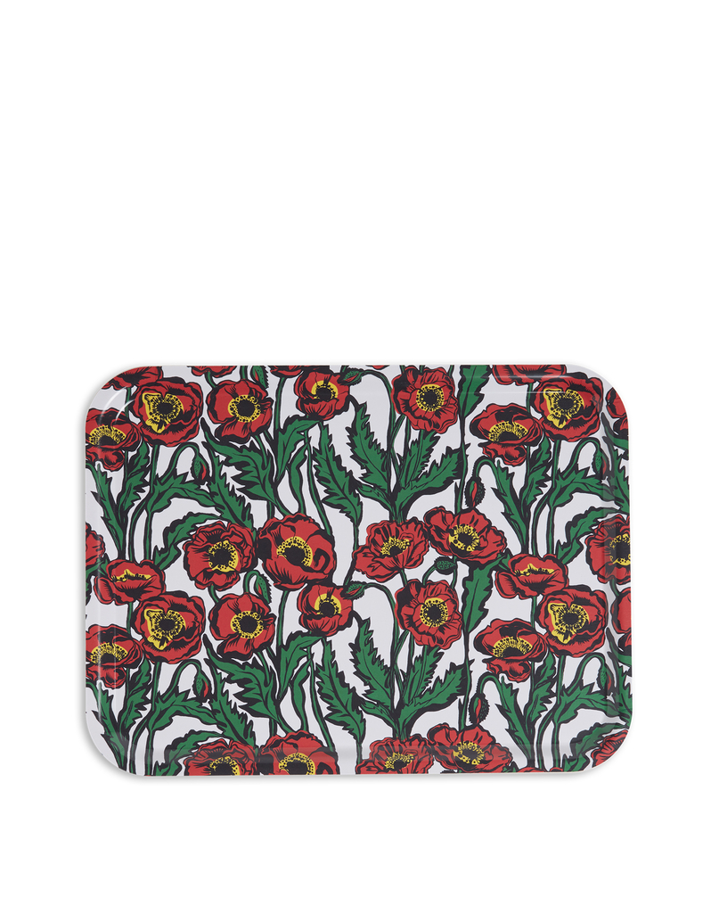 La DoubleJ Rectangular Printed Tray La DoubleJ Rectangular Printed Tray Big Blooms Bianco TRA0001WOD001PFI0003
